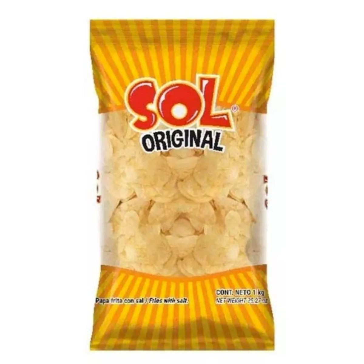 Papas Sol Sabor Original Botana Snack Salado Bolsa 1kg - PAPAS SOL - empaque