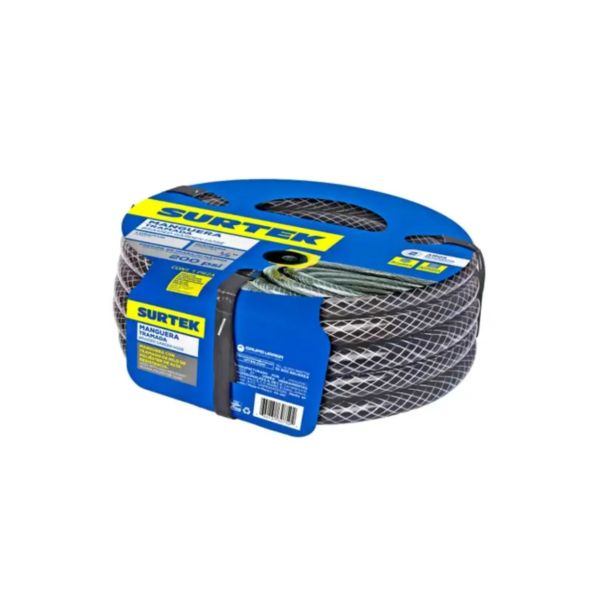 Manguera Jardín Surtek Tramada Gris Conector Plásticos 1/2" 20 m - Lock - vista lateral