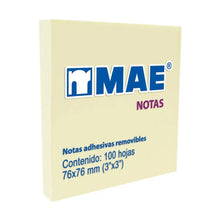 Notas amarillo pastel paq. con 12 pzas de 100 h c/u 3x3" MAE - Mae