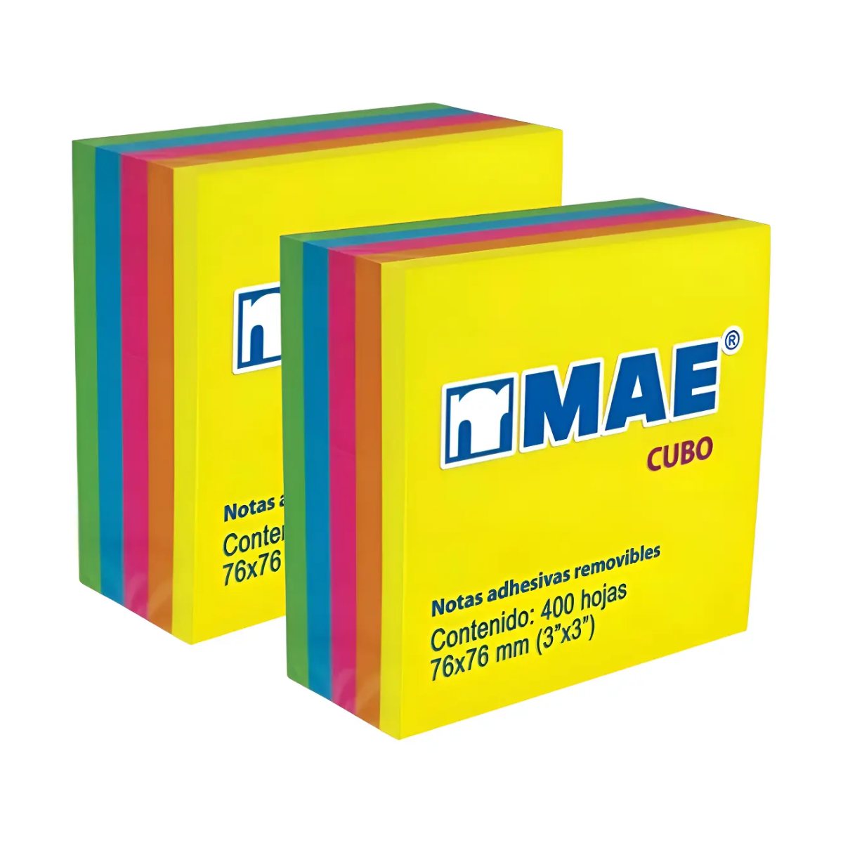 2 Blocks de notas adhesivas MAE 3x3 con 400 hojas