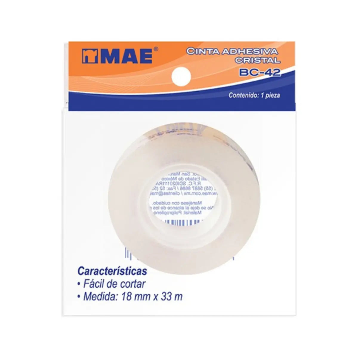 Cinta cristal en bolsa colgante 18 mm x 33 m MAE - Mae