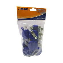 Set 10 Porta gafetes tipo yoyo plástico color azul sólido - Mae