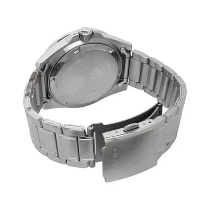 Reloj Casio Para Caballero Acero Inox Mdv-106dd-1a1vcf Correa Plateado Bisel Negro Fondo Negro - Casio