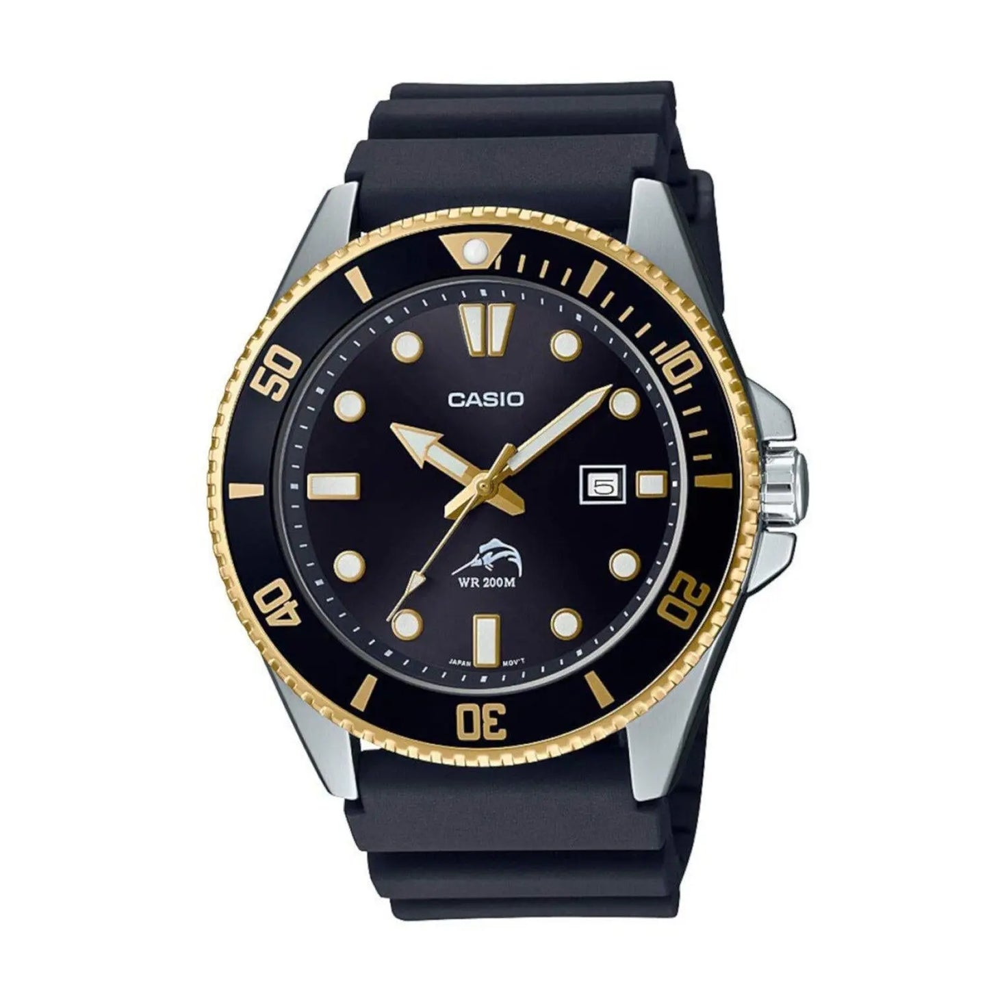 Reloj pulsera Casio MDV-106 con correa de resina color negro - bisel negro/dorado - Casio