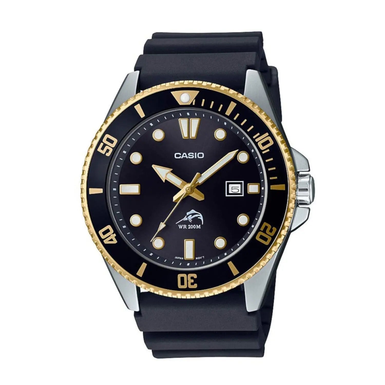 Reloj pulsera Casio MDV-106 con correa de resina color negro - bisel negro/dorado - Casio