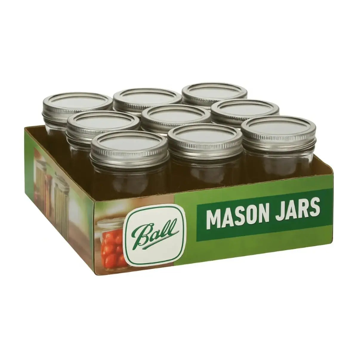 8 Mason Jars Ball 16oz Boca Ancha Pieza - Coveme - vista lateral