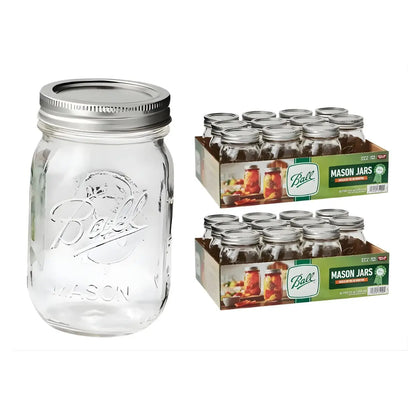 24 Mason Jars Ball 16oz Boca Regular Pieza - Coveme - vista lateral