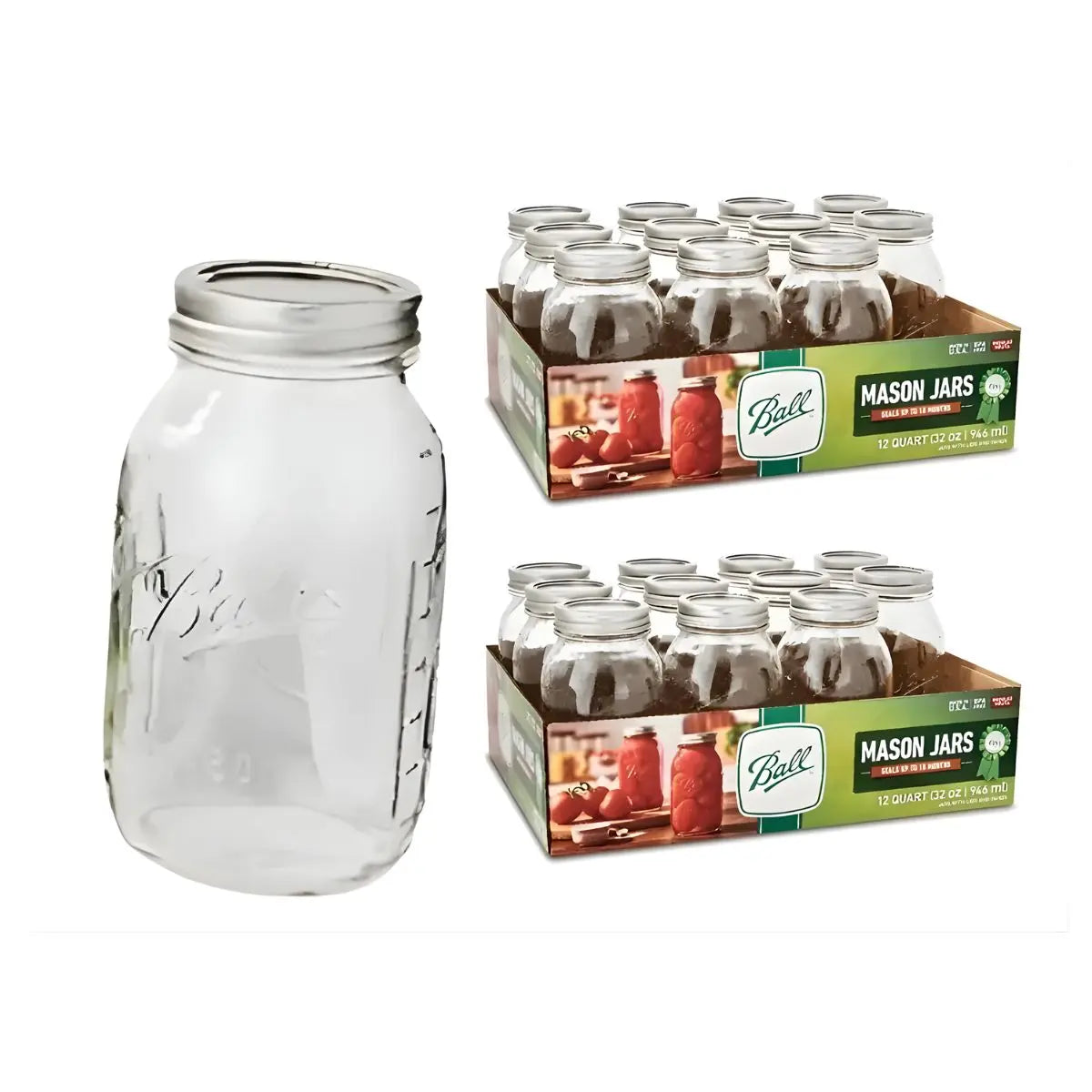 24 Mason Jars Ball 32 Oz Boca Ancha Pieza - Coveme