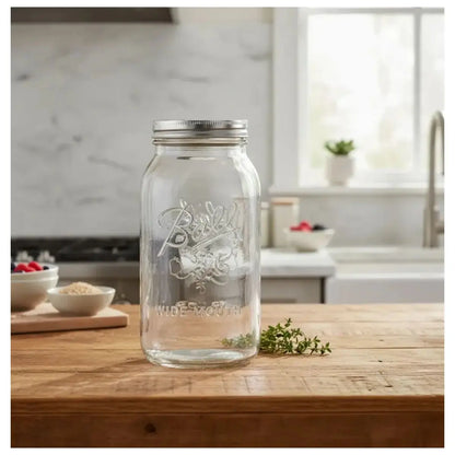 12 Mason Jars Ball 64oz Boca Ancha Pieza - Coveme - vista lateral