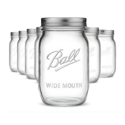 8 Mason Jars Ball 64oz Boca Ancha Pieza - Coveme - vista trasera