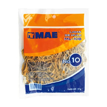 Liga de hule #10 natural Mae bolsa con 80 gramos - Mae