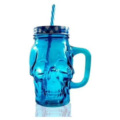3pz Mason Jar Calavera COLOR con Asa 16oz Verde, Amarillo y Azul - Coveme - detalle