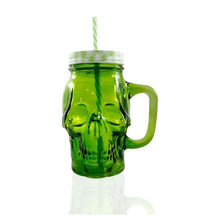 3pz Mason Jar Calavera COLOR con Asa 16oz VERDE - Coveme - empaque