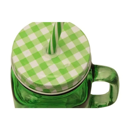 3pz Mason Jar Calavera COLOR con Asa 16oz VERDE - Coveme - vista lateral