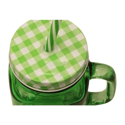 6pz Mason Jar Calavera COLOR con Asa 16oz VERDE - Drink Lab - detalle