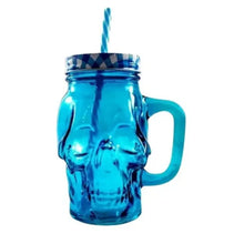 3pz Mason Jar Calavera COLOR con Asa 16oz AZUL - Drink Lab - vista trasera