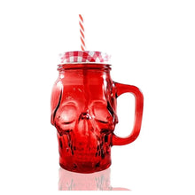 3pz Mason Jar Calavera COLOR con Asa 16oz ROJO - Coveme - vista trasera