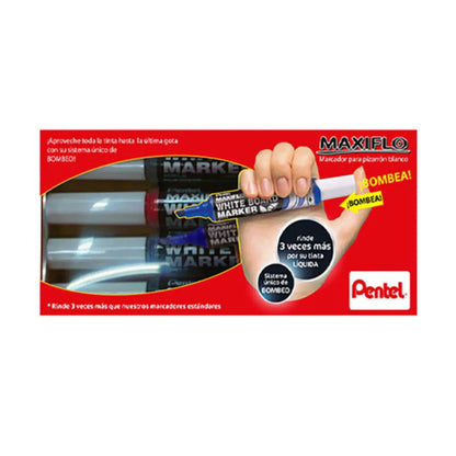 4 Marcadores Pizarron Blanco Pentel Maxifilo - Pentel - vista lateral