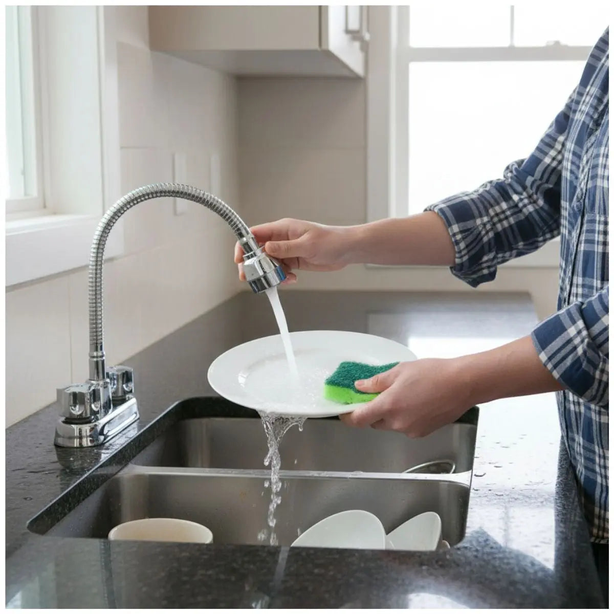 Mezcladora Fregadero Meer Laton Acero Inoxidable 4" 6PZ - CNX - vista trasera