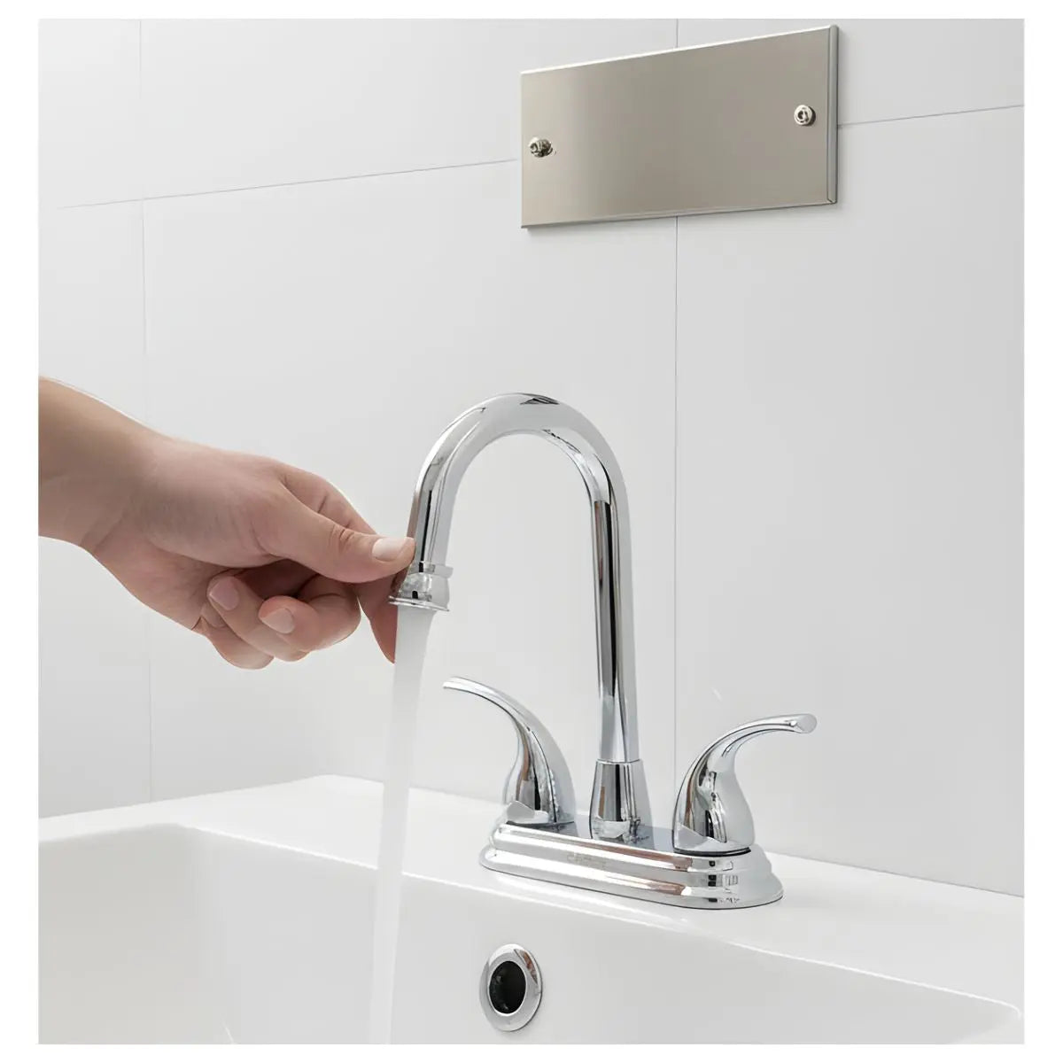 Mezcladora Para Lavabo Cuello Plateada 4" Cuerpo Laton MASTER 20PZ - CNX - accesorios