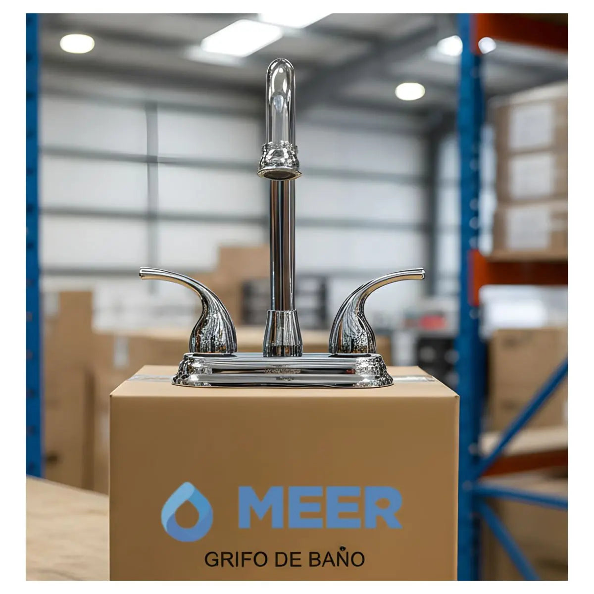 Mezcladora Para Lavabo Cuello Plateada 4" Cuerpo Laton MASTER 20PZ - CNX - empaque