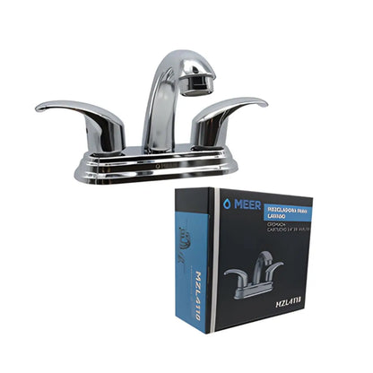 Mezcladora Lavabo Meer Color Plateado 4" Cuerpo de Laton 6PZ - CNX - empaque