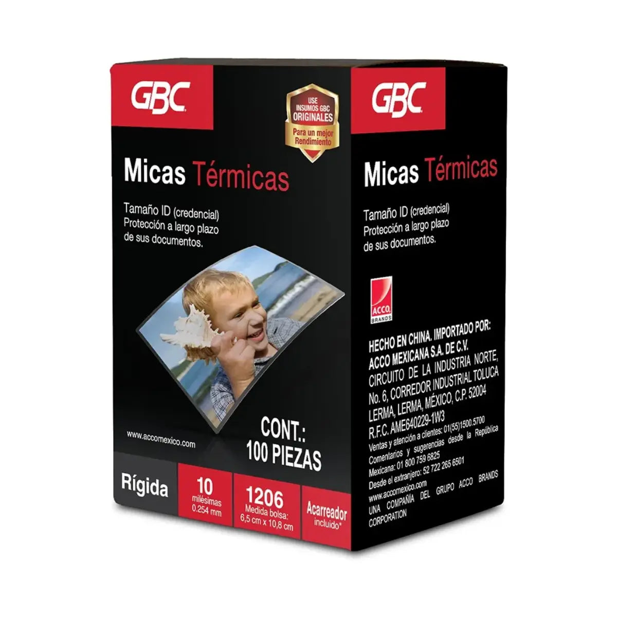 Mica Térmica GBC 1206 Para Enmicar 6.4x10.8cm 10mil. 100pzs - ACCO