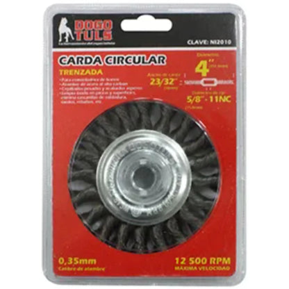 CARDA CIRCULAR 4" TRENZADO ENT 5/8" - Dogotuls - vista lateral