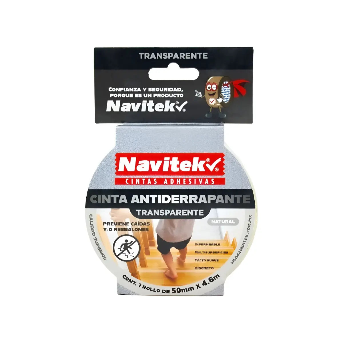 CINTA ANTIDERRAPANTE TRANSPARENTE 50 MM  X 4.6M NAVITEK - Navitek