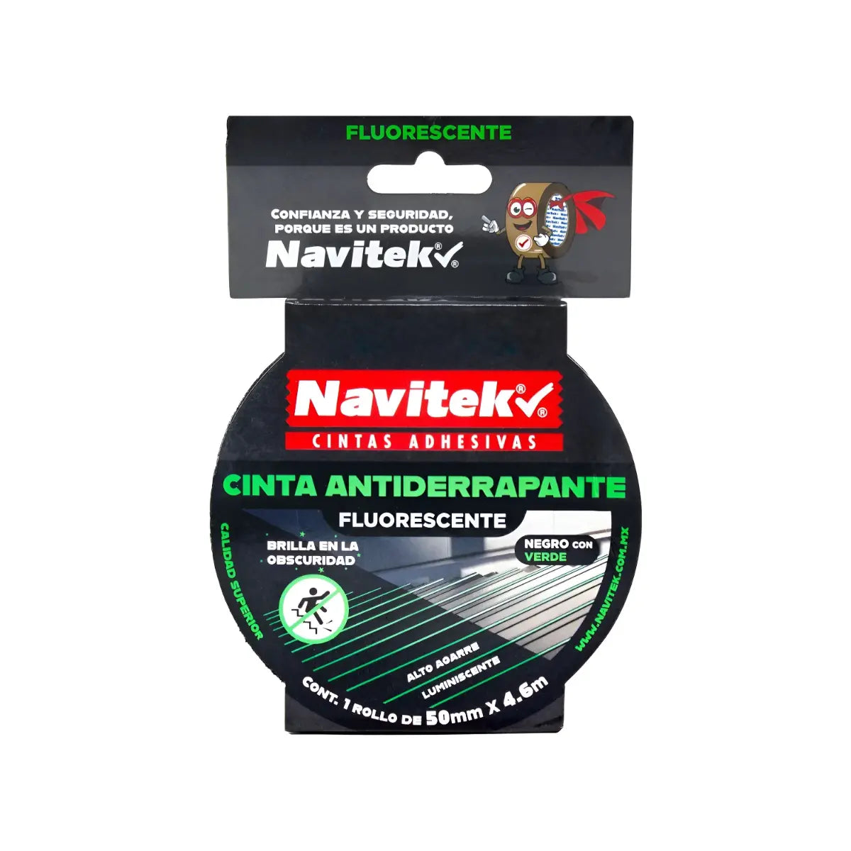 CINTA ANTIDERRAPANTE FLUORESCENTE 50 MM  X 4.6M NAVITEK - Offiland