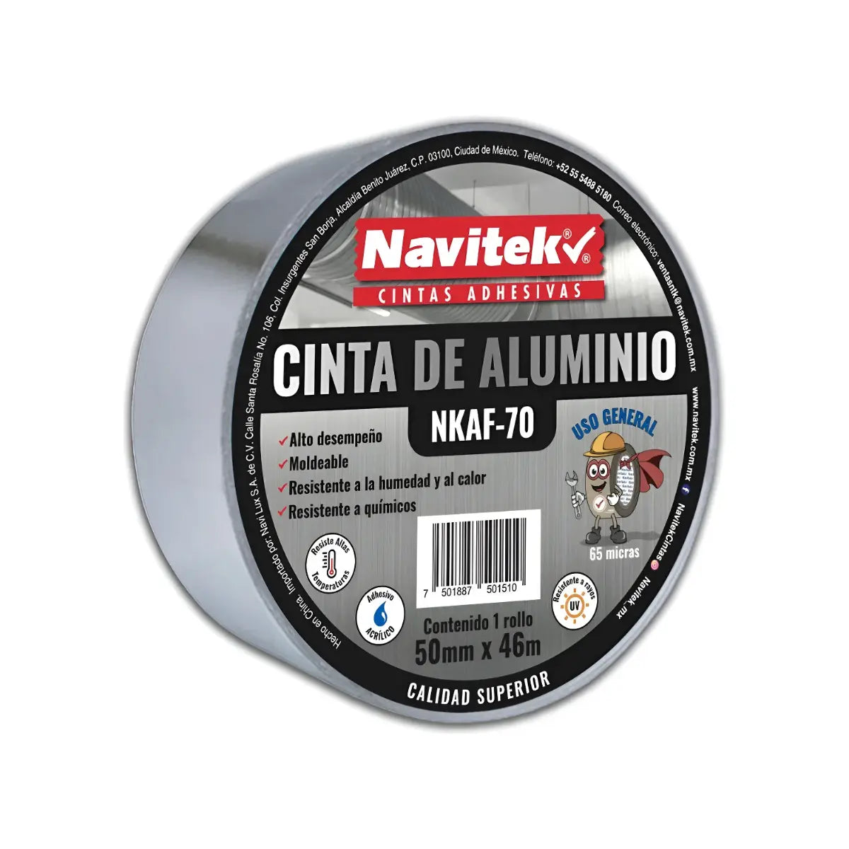 CINTA ALUMINIO USO GENERAL 50MM X 46M NAVITEK - Offiland
