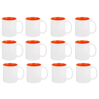 12 Tazas Ceramica Sublimacion Sublimar Blanca Colores 325ml Elegir Interior Naranja - Promopción