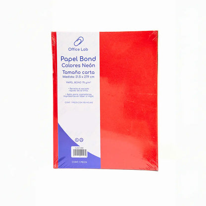 PAPEL BOND 100 HOJAS NEON 4 COLORES 75 g - Office Lab - vista lateral