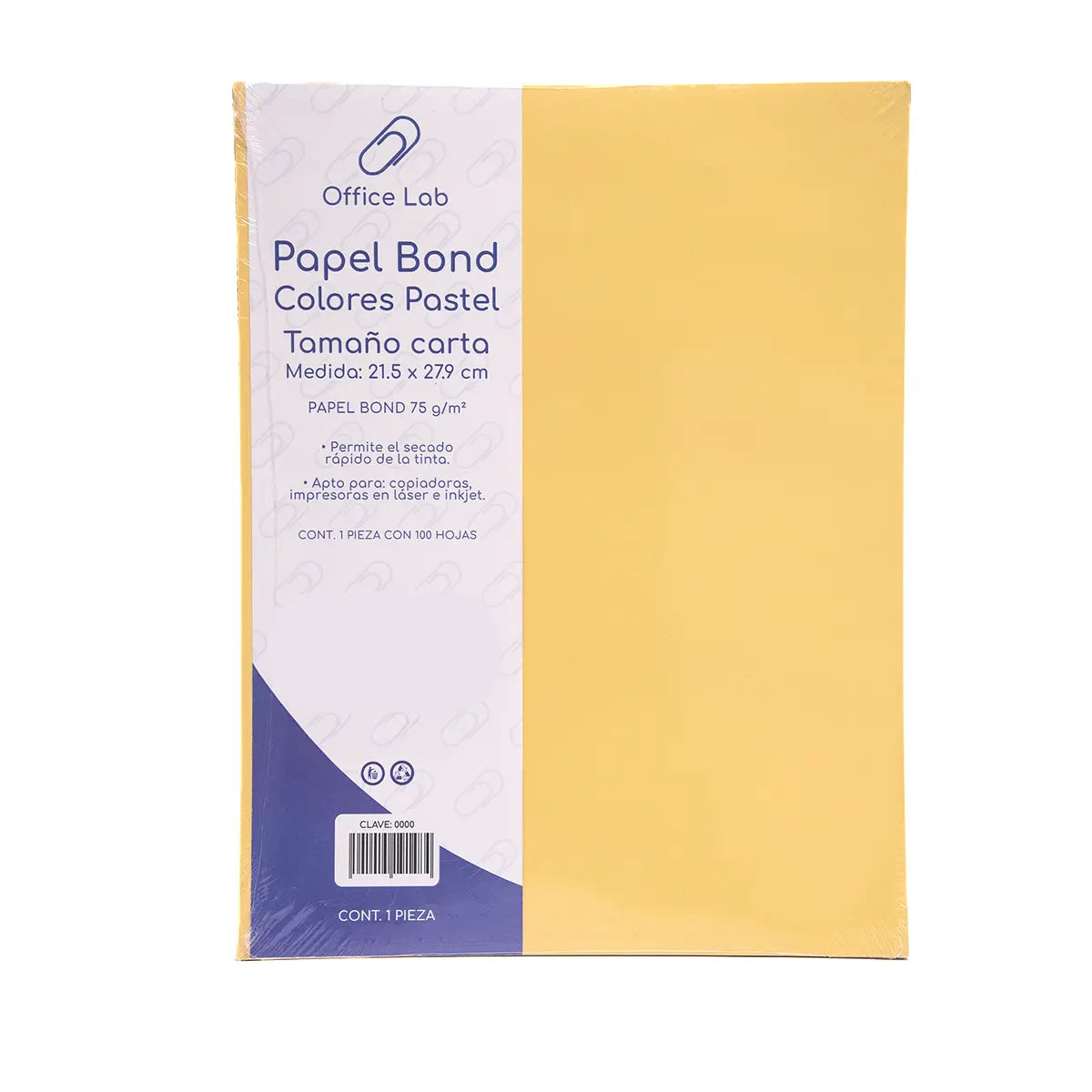 PAPEL BOND 100 HOJAS PASTEL 4 COLORES 75 g - Office Lab - vista lateral