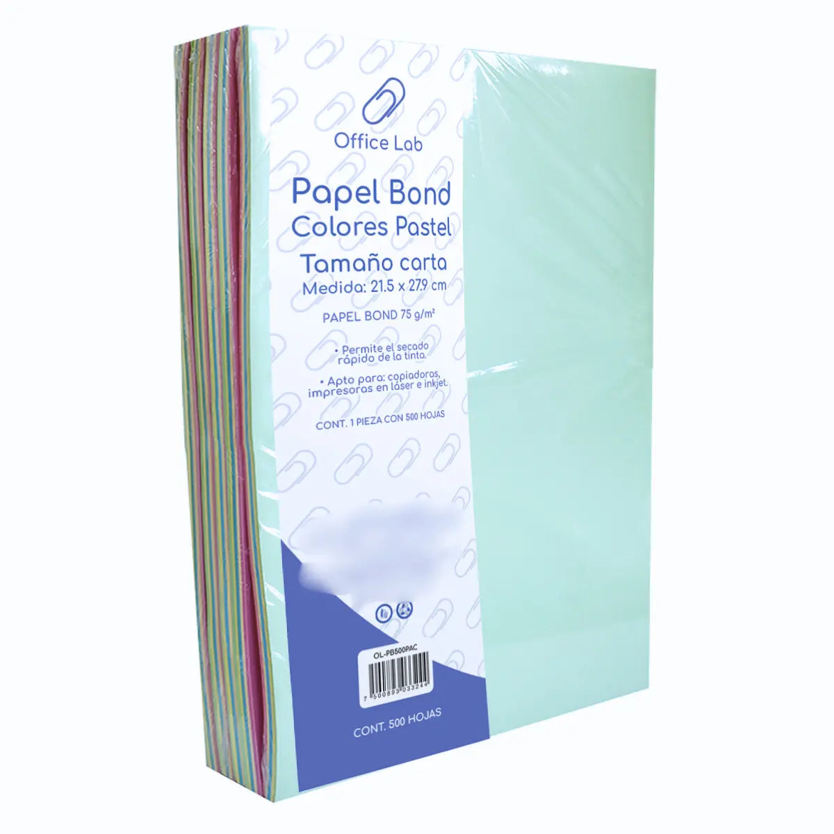 PAPEL BOND 500 HOJAS TAMAÑO CARTA COLORES PASTEL 75g - Office Lab