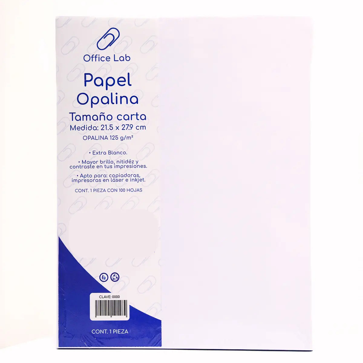 PAPEL OPALINA 100 HOJAS TAMAÑO CARTA 125 g - Office Lab