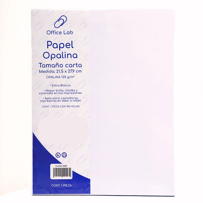 PAPEL OPALINA 100 HOJAS TAMAÑO CARTA 125 g - Office Lab