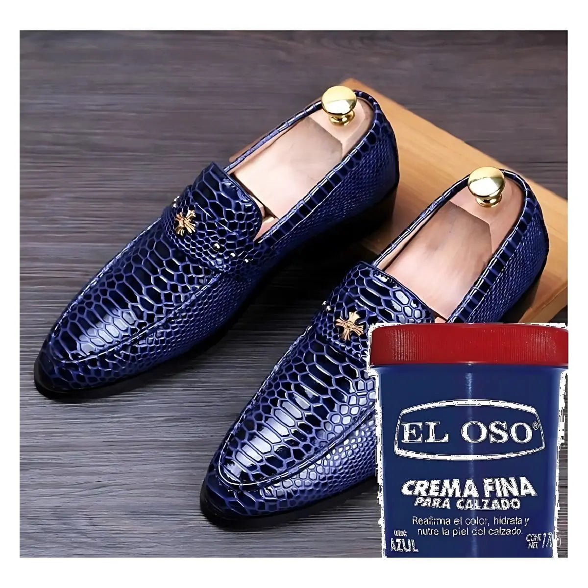 Grasa Crema Fina El Oso Calzado Color Azul 170g Brillo - El oso - detalle