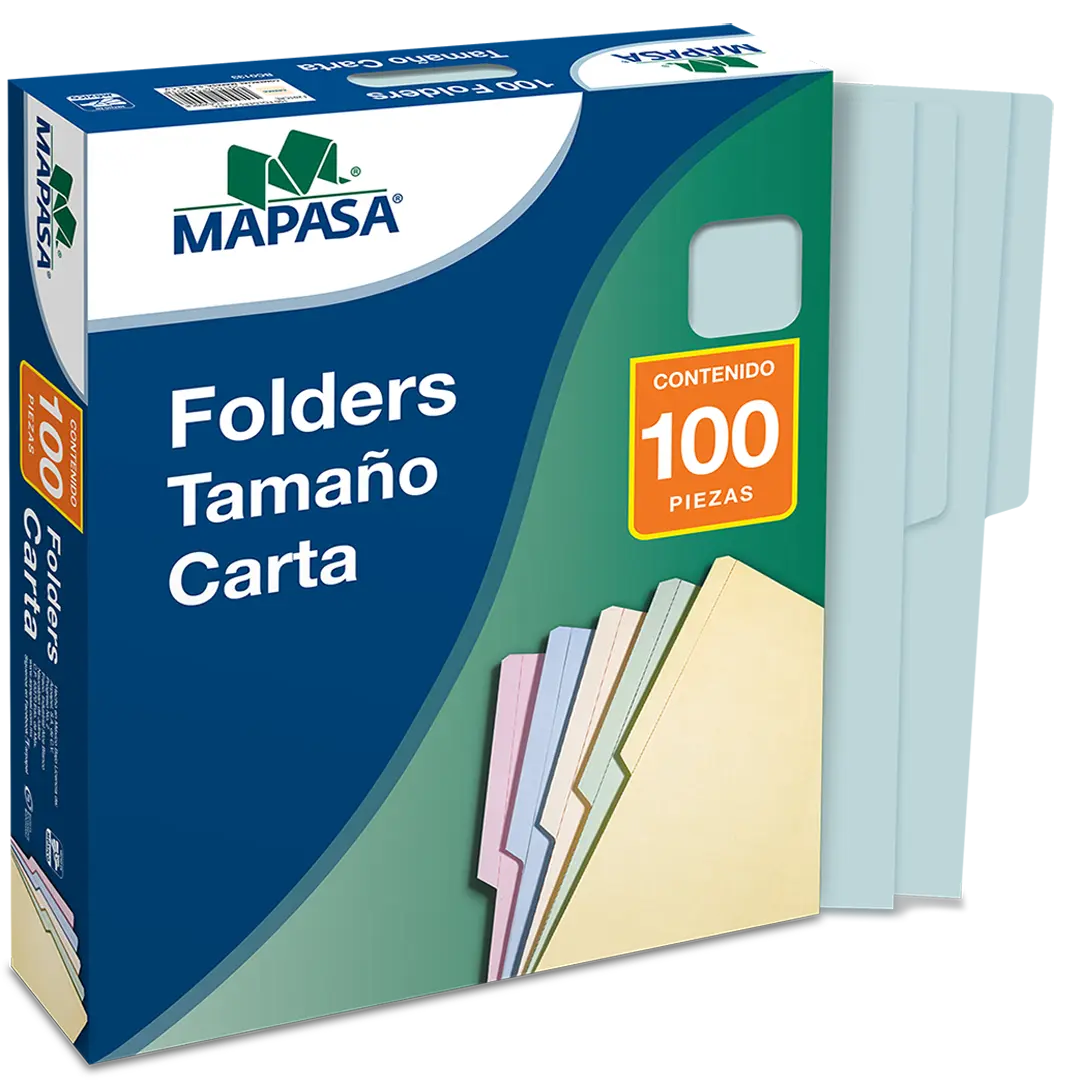 100pzs Folder Mapasa Tamaño Carta Color Azul Liso - Mapasa