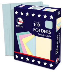 100 Folder Tamaño Carta Premium Nassa Oficina Color Azul - Nassa