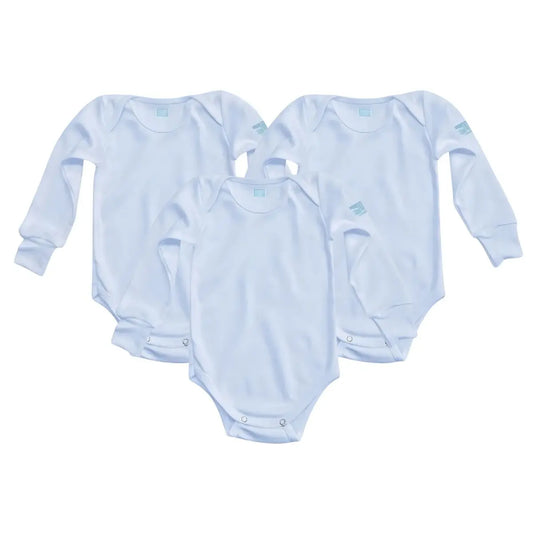 Pañalero AZUL Manga Corta Talla 0 Meses 3 PIEZAS - Coveme - vista lateral