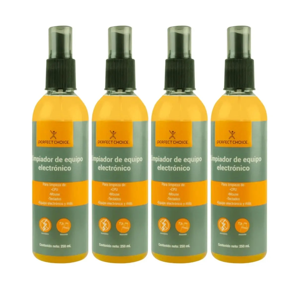4 Pz Limpiador Equipo Electronico Perfect Choice 250ml C/u - Perfect Choice