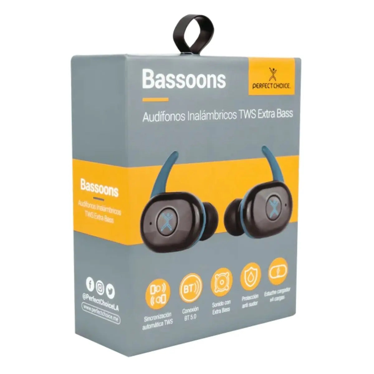 Audifonos Negro Azul Inalambricos Perfect Choice Bluetooth - Perfect Choice
