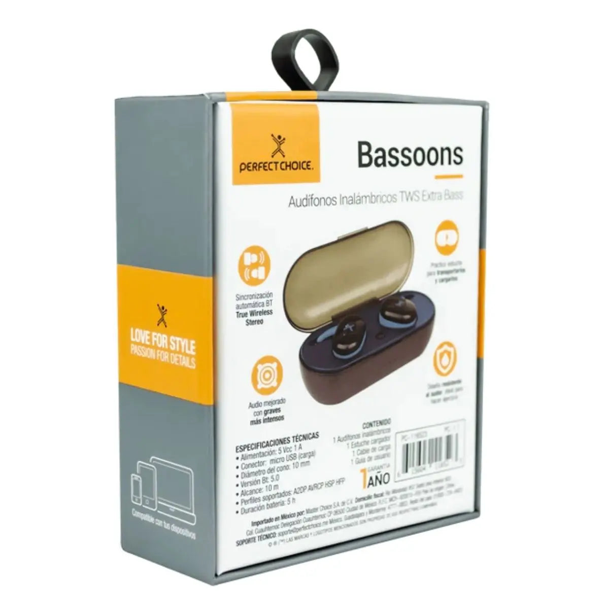 Audifonos Negro Azul Inalambricos Perfect Choice Bluetooth - Perfect Choice - empaque