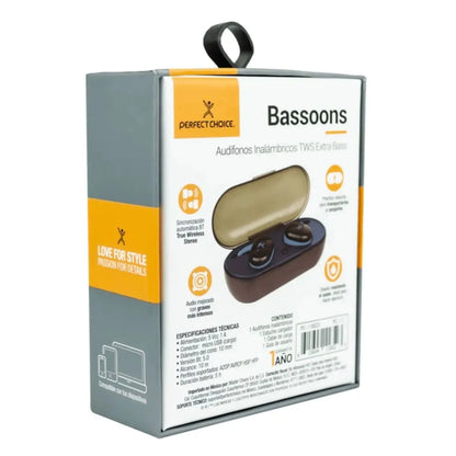 Audifonos Negro Azul Inalambricos Perfect Choice Bluetooth - Perfect Choice - empaque