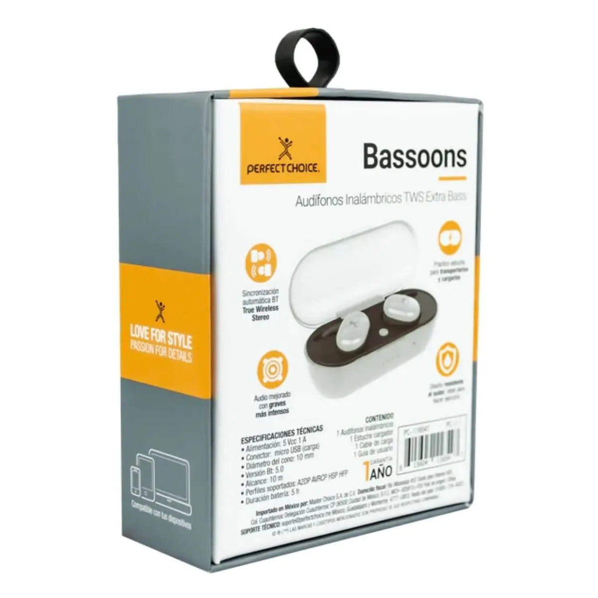Audifonos Inalambricos Bluetooth Perfect Choice Extra Bass - Perfect Choice - vista trasera