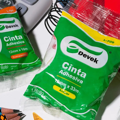 10 Cinta Adhesiva Corte Fácil Transparente de 12x33 Devek - Devek
