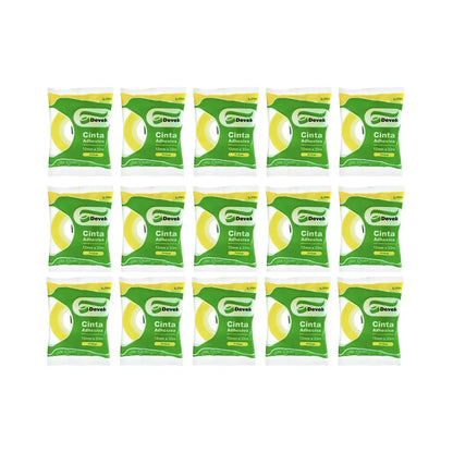 Pack 15 Cinta Adhesiva Corte Fácil Transparente de 12x33 Devek - Devek - vista lateral