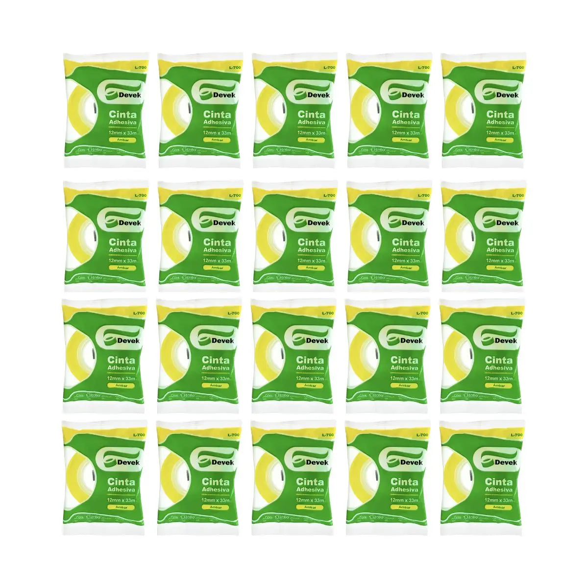 Pack 20 Cinta Adhesiva Corte Fácil Transparente de 12x33 Devek - Devek - detalle