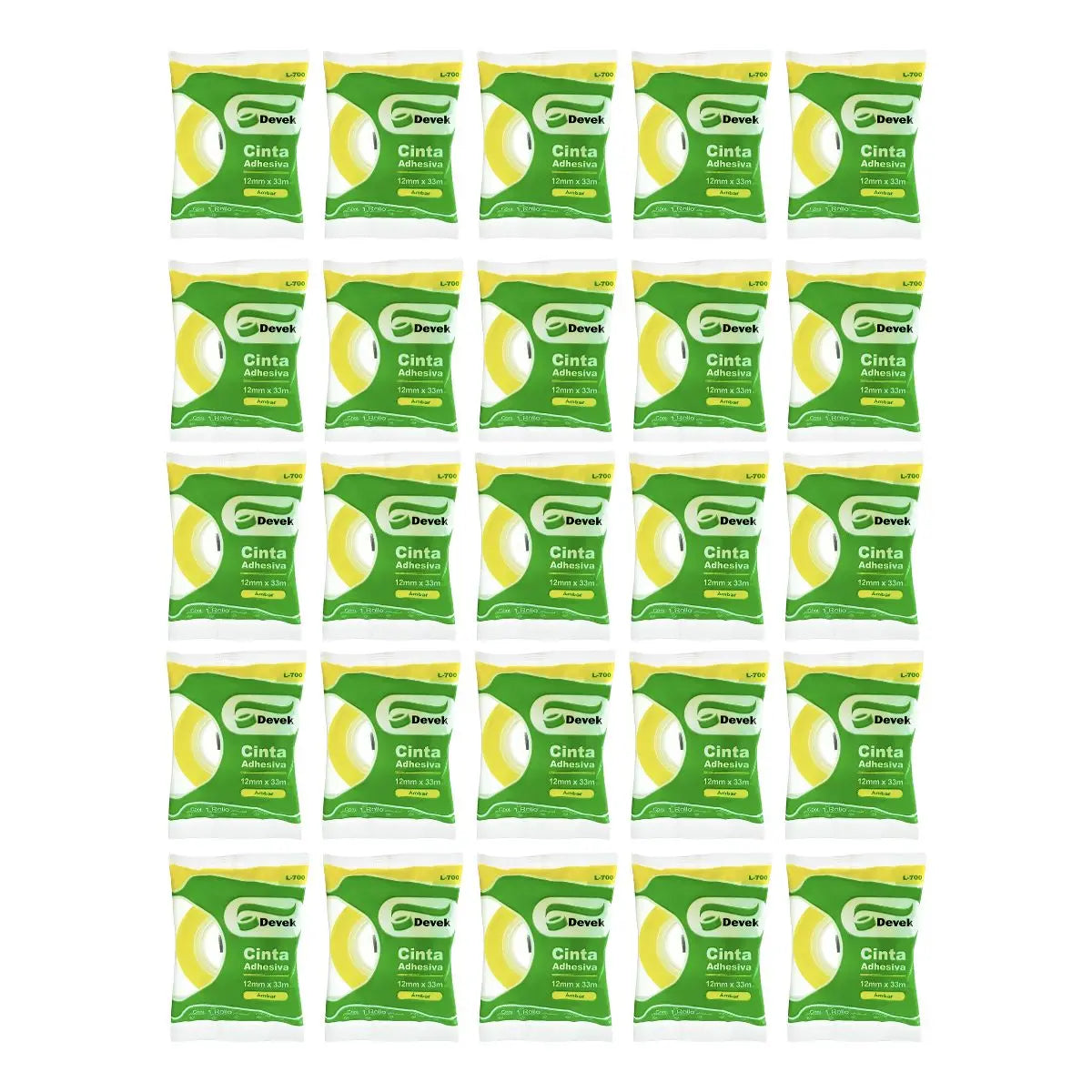 Pack 25 Cinta Adhesiva Corte Fácil Transparente de 12x33 Devek - Devek
